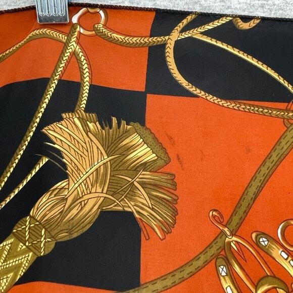 Scarf Womens Square Black Orange Gold Elegant Fashion Designer Polyester Large - Picture 6 of 7